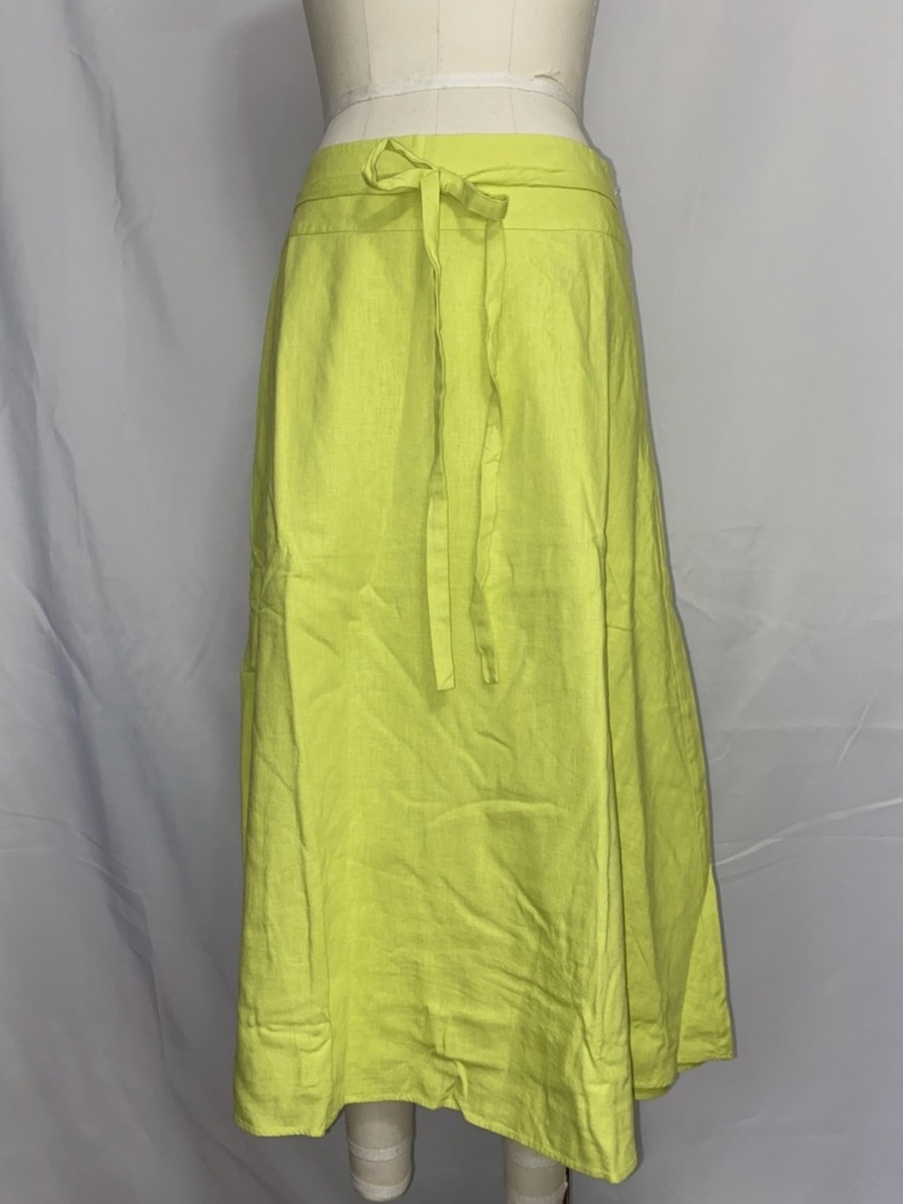 LOFT Lime Green Linen Blend Midi Skirt Size 10